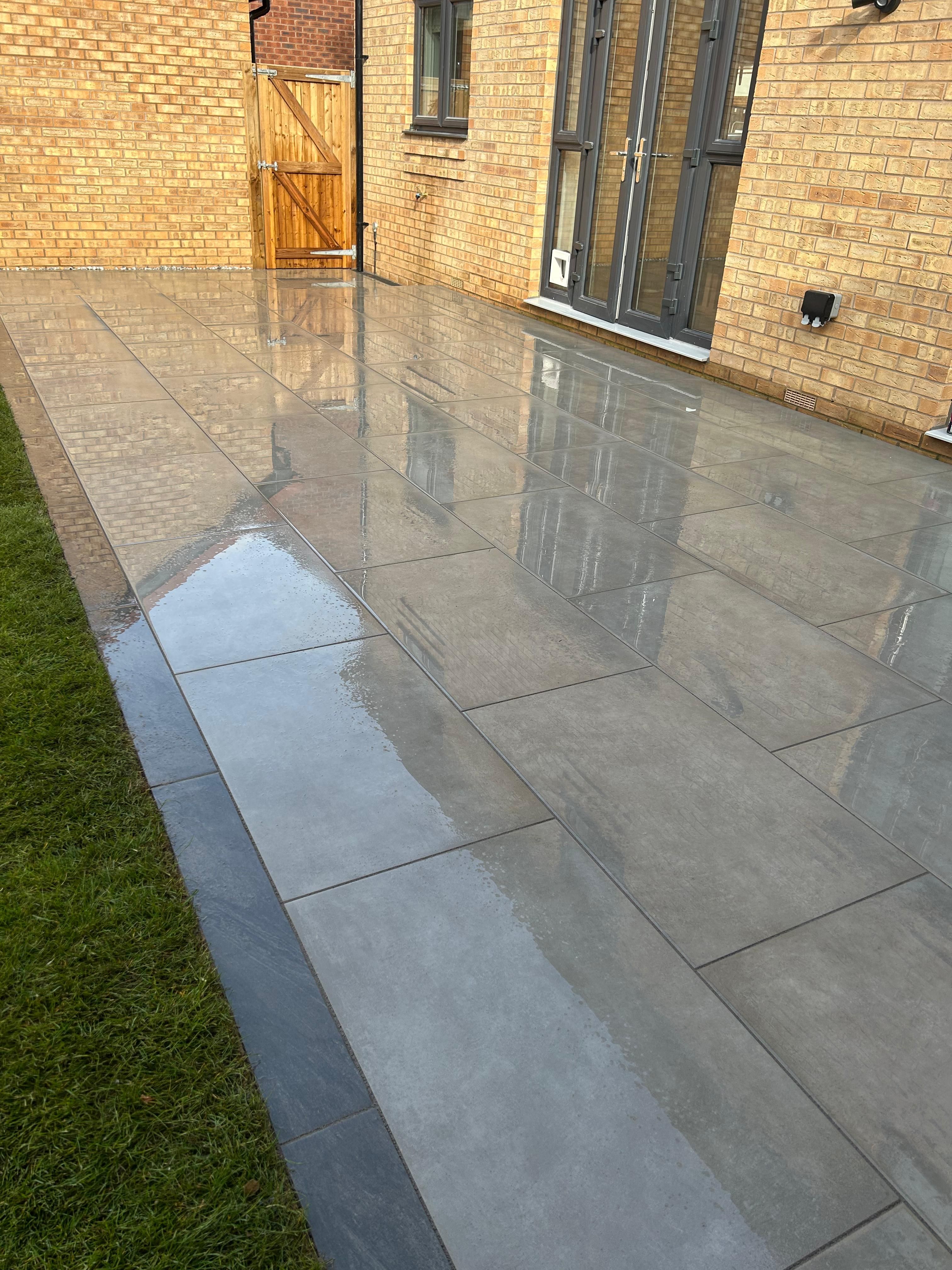 Grey porcelain paving from a Progreen example installation