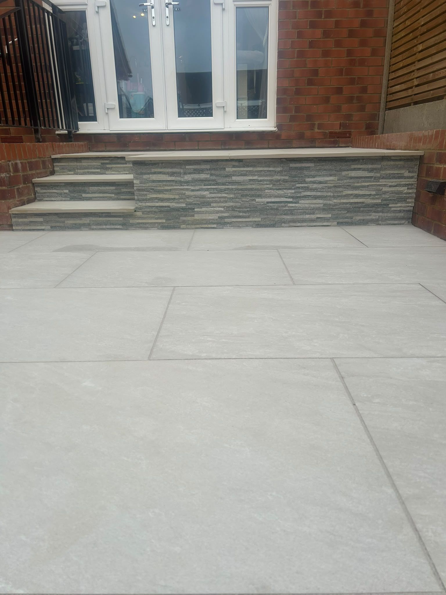 Completed Progreen patio installation photographed in Leighton Buzzard